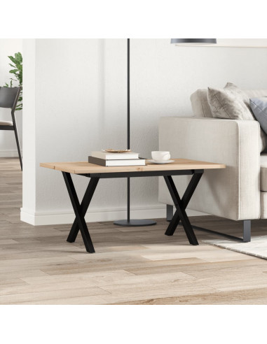 Tavolino da Salotto Telaio a X 80x50x40cm Massello Pino e Ghisa