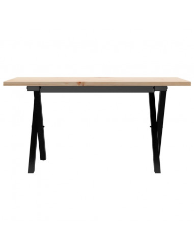 Tavolino da Salotto Telaio a X 80x50x40cm Massello Pino e Ghisa