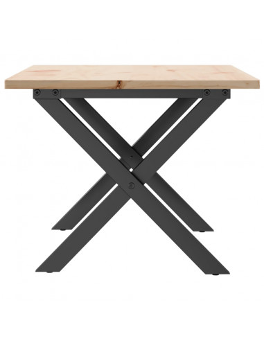 Tavolino da Salotto Telaio a X 80x50x40cm Massello Pino e Ghisa