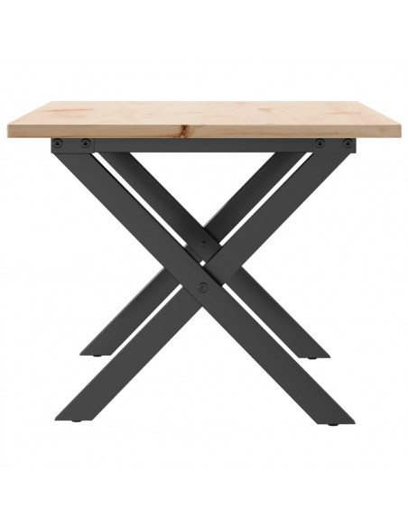 Tavolino da Salotto Telaio a X 80x50x40cm Massello Pino e Ghisa