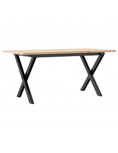 Tavolino da Salotto Telaio a X 90x40x45cm Massello Pino e Ghisa 2