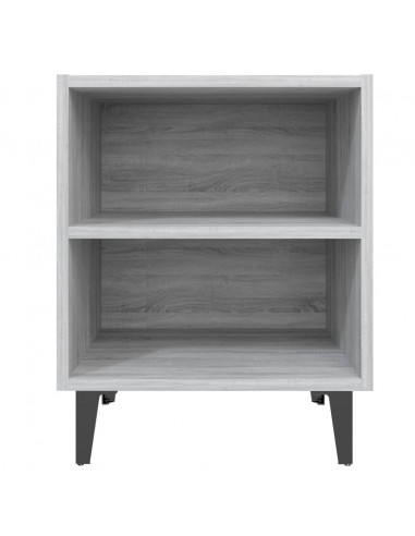 Comodino con Gambe in Metallo Grigio Sonoma 40x30x50 cm