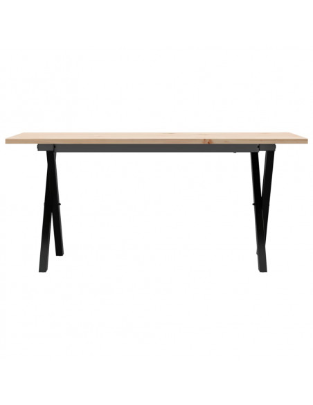 Tavolino da Salotto Telaio a X 90x40x45cm Massello Pino e Ghisa