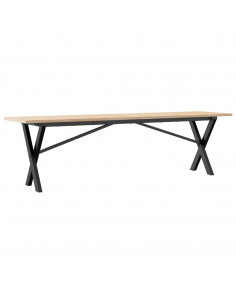 Tavolino Salotto Telaio a X 160x40x45cm Massello Pino e Ghisa 2