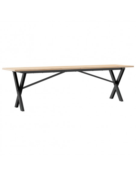 Tavolino Salotto Telaio a X 160x40x45cm Massello Pino e Ghisa