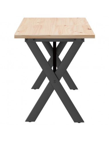 Tavolino Salotto Telaio a X 160x40x45cm Massello Pino e Ghisa