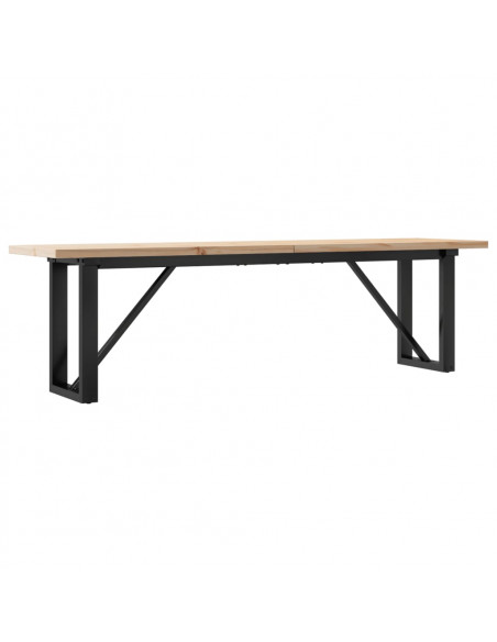 Tavolino Salotto Telaio a O 160x40x45,5cm Massello Pino e Ghisa