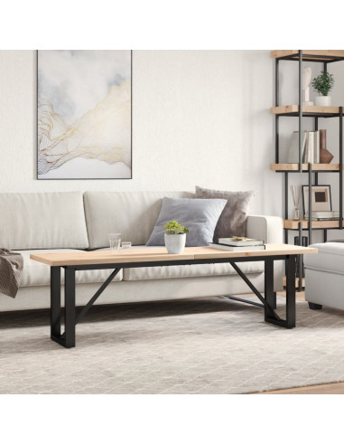 Tavolino Salotto Telaio a O 160x40x45,5cm Massello Pino e Ghisa