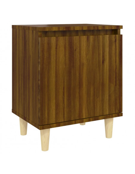 Comodino con Gambe in Legno Massello Rovere Marrone 40x35x50 cm