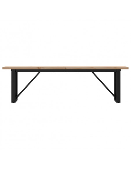 Tavolino Salotto Telaio a O 160x40x45,5cm Massello Pino e Ghisa