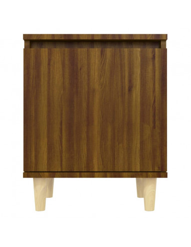 Comodino con Gambe in Legno Massello Rovere Marrone 40x35x50 cm