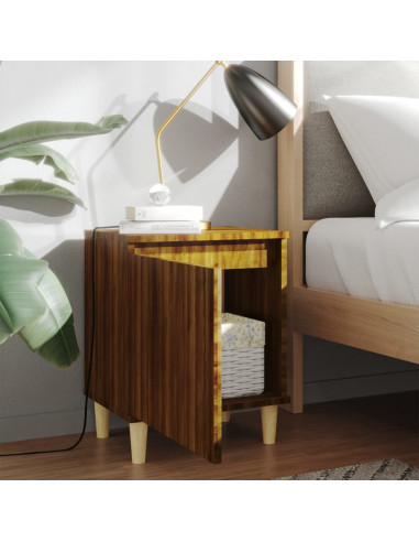 Comodini Gambe in Legno Massello 2 pz Rovere Marrone 40x30x50cm