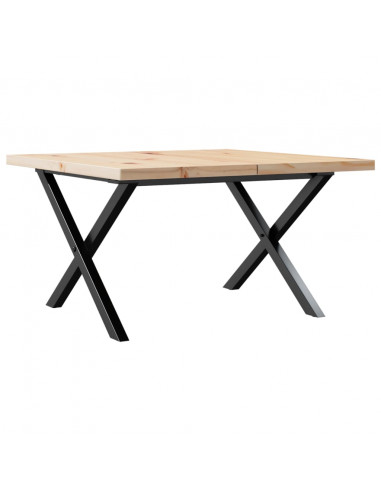 Tavolino Salotto Telaio a X 60x60x40,5cm Massello Pino e Ghisa