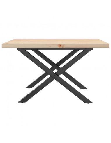 Tavolino Salotto Telaio a X 60x60x40,5cm Massello Pino e Ghisa