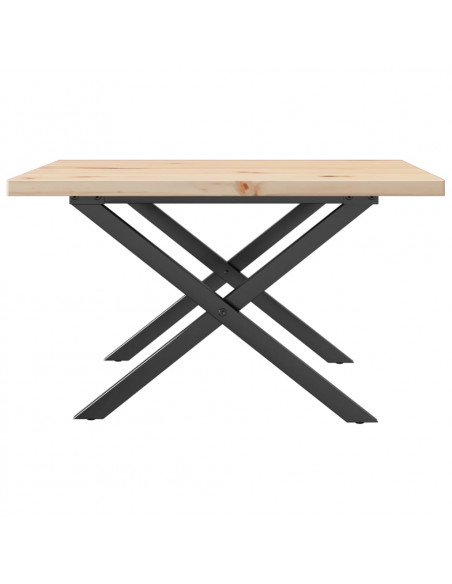 Tavolino Salotto Telaio a X 60x60x40,5cm Massello Pino e Ghisa