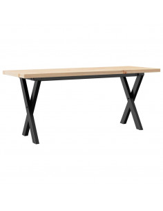 Tavolino Salotto Telaio a X 110x40x45,5cm Massello Pino e Ghisa 2