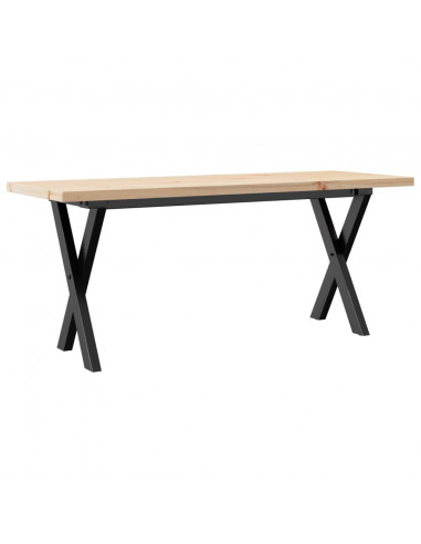 Tavolino Salotto Telaio a X 110x40x45,5cm Massello Pino e Ghisa