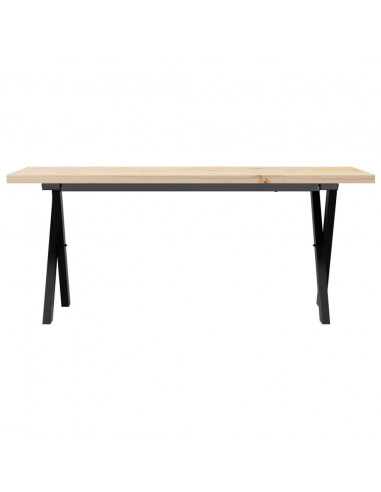 Tavolino Salotto Telaio a X 110x40x45,5cm Massello Pino e Ghisa