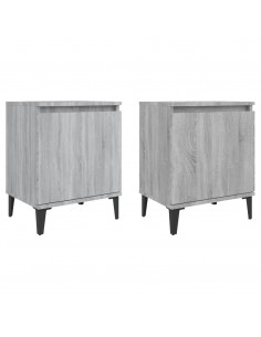 Comodini con Gambe in Metallo Grigio Sonoma 40x30x50 cm 2