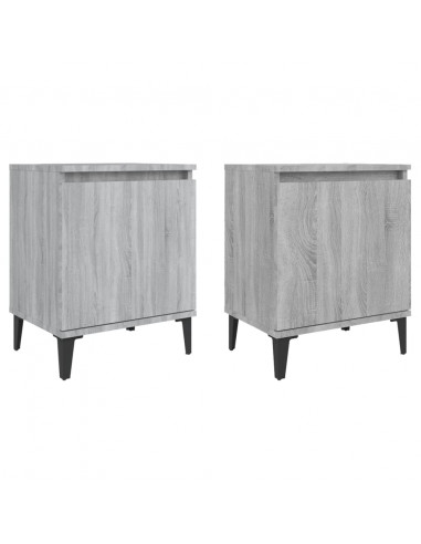 Comodini con Gambe in Metallo Grigio Sonoma 40x30x50 cm