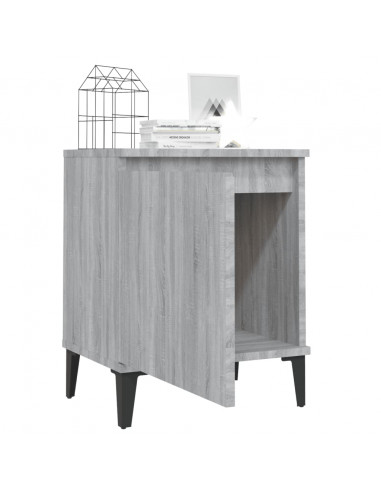 Comodini con Gambe in Metallo Grigio Sonoma 40x30x50 cm