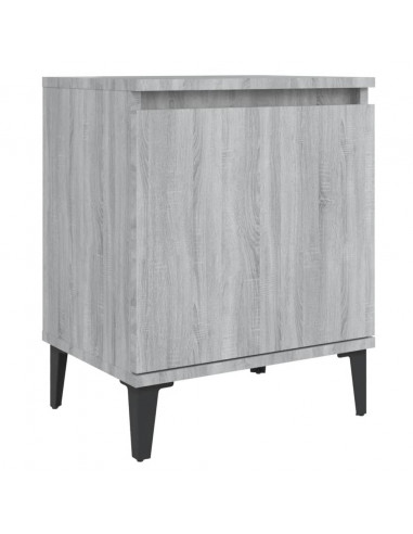 Comodini con Gambe in Metallo Grigio Sonoma 40x30x50 cm