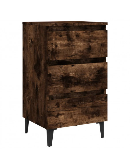 Comodino con Gambe in Metallo Rovere Fumo 40x35x69 cm