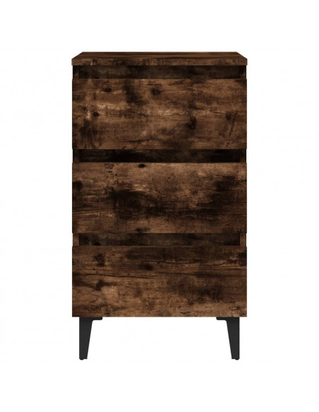 Comodino con Gambe in Metallo Rovere Fumo 40x35x69 cm