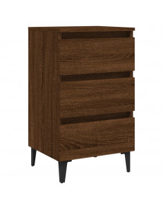 Comodino con Gambe in Metallo Rovere Marrone 40x35x69 cm 2