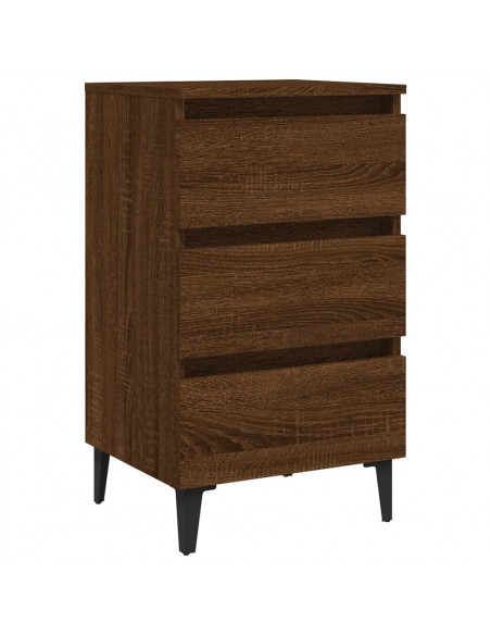 Comodino con Gambe in Metallo Rovere Marrone 40x35x69 cm