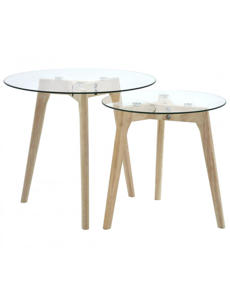 Set di Tavolini da Salotto 2 pz in Vetro Temperato