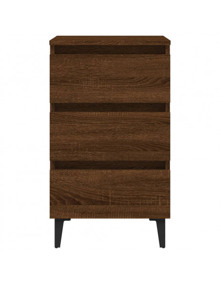 Comodino con Gambe in Metallo Rovere Marrone 40x35x69 cm