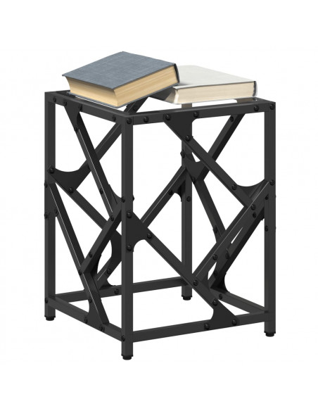 Tavolino Salotto con Piano Vetro Trasparente 30x30x41cm Acciaio
