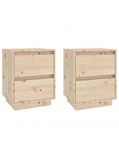 Comodini 2 pz 40x35x50 cm in Legno Massello di Pino 2