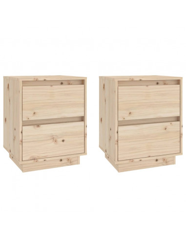 Comodini 2 pz 40x35x50 cm in Legno Massello di Pino