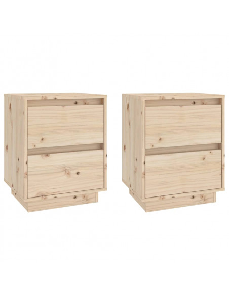 Comodini 2 pz 40x35x50 cm in Legno Massello di Pino