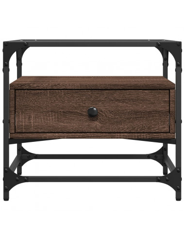 Tavolino Salotto con Ante in Vetro Rovere Marrone 50x50x45 cm