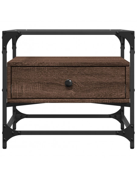 Tavolino Salotto con Ante in Vetro Rovere Marrone 50x50x45 cm