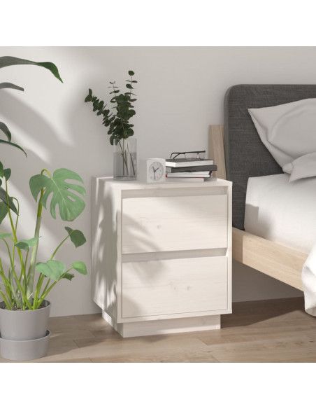 Comodini 2 pz Bianchi 40x35x50 cm in Legno Massello di Pino