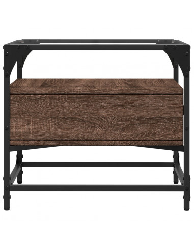 Tavolino Salotto con Ante in Vetro Rovere Marrone 50x50x45 cm