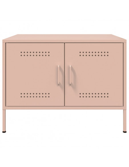 Tavolino Rosa 68x50x50,5 cm in Acciaio Laminato a Freddo