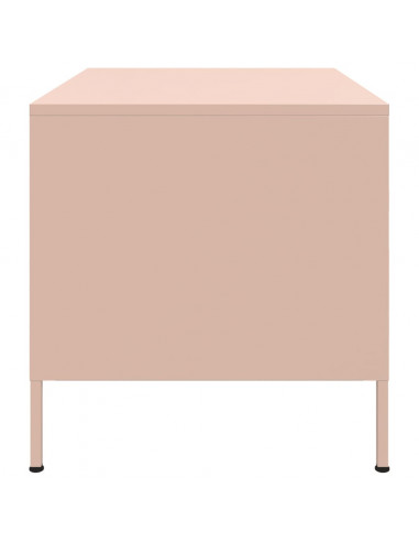 Tavolino Rosa 68x50x50,5 cm in Acciaio Laminato a Freddo