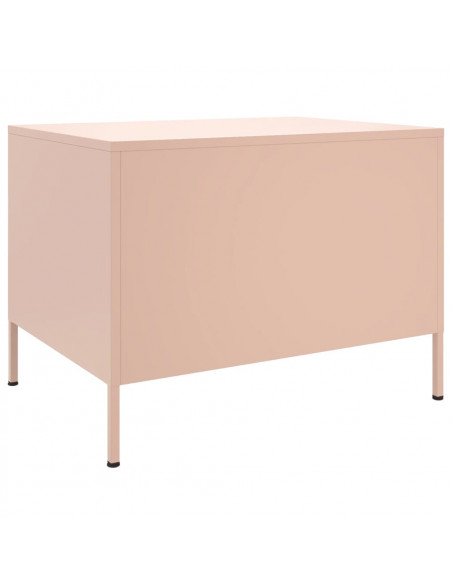 Tavolino Rosa 68x50x50,5 cm in Acciaio Laminato a Freddo