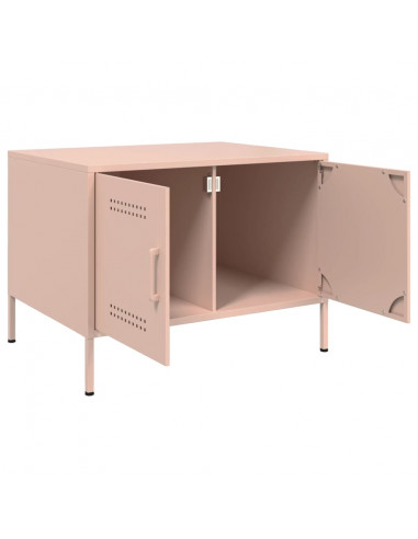 Tavolino Rosa 68x50x50,5 cm in Acciaio Laminato a Freddo