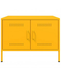 Tavolino Giallo Senape 68x50x50,5 cm Acciaio Laminato a Freddo 2
