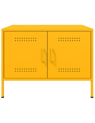 Tavolino Giallo Senape 68x50x50,5 cm Acciaio Laminato a Freddo