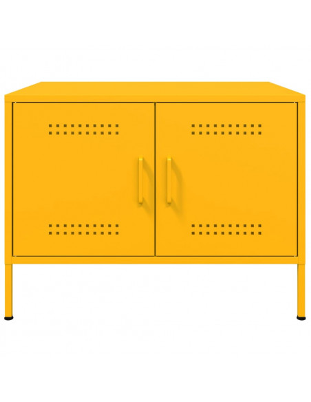 Tavolino Giallo Senape 68x50x50,5 cm Acciaio Laminato a Freddo