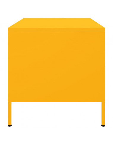 Tavolino Giallo Senape 68x50x50,5 cm Acciaio Laminato a Freddo