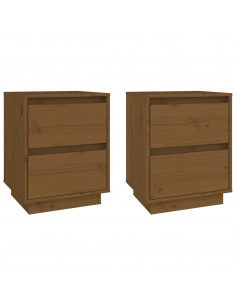 Comodini 2 pz Miele 40x35x50 cm in Legno Massello di Pino 2