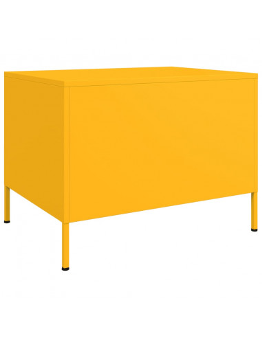 Tavolino Giallo Senape 68x50x50,5 cm Acciaio Laminato a Freddo